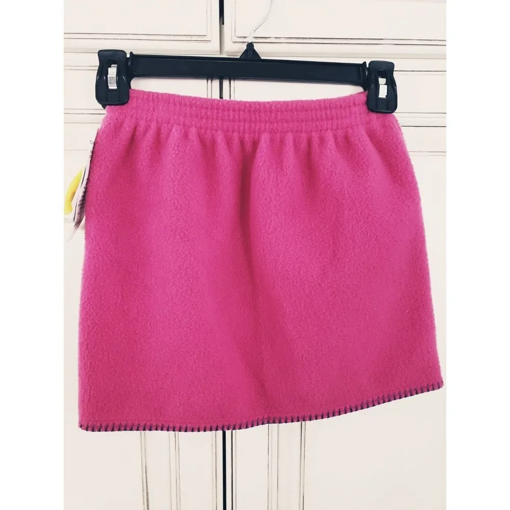 Girls Vtg Buster Brown Fleece Skirt Pink‎ 6X Bunny Bear Penguin Soft Kinder